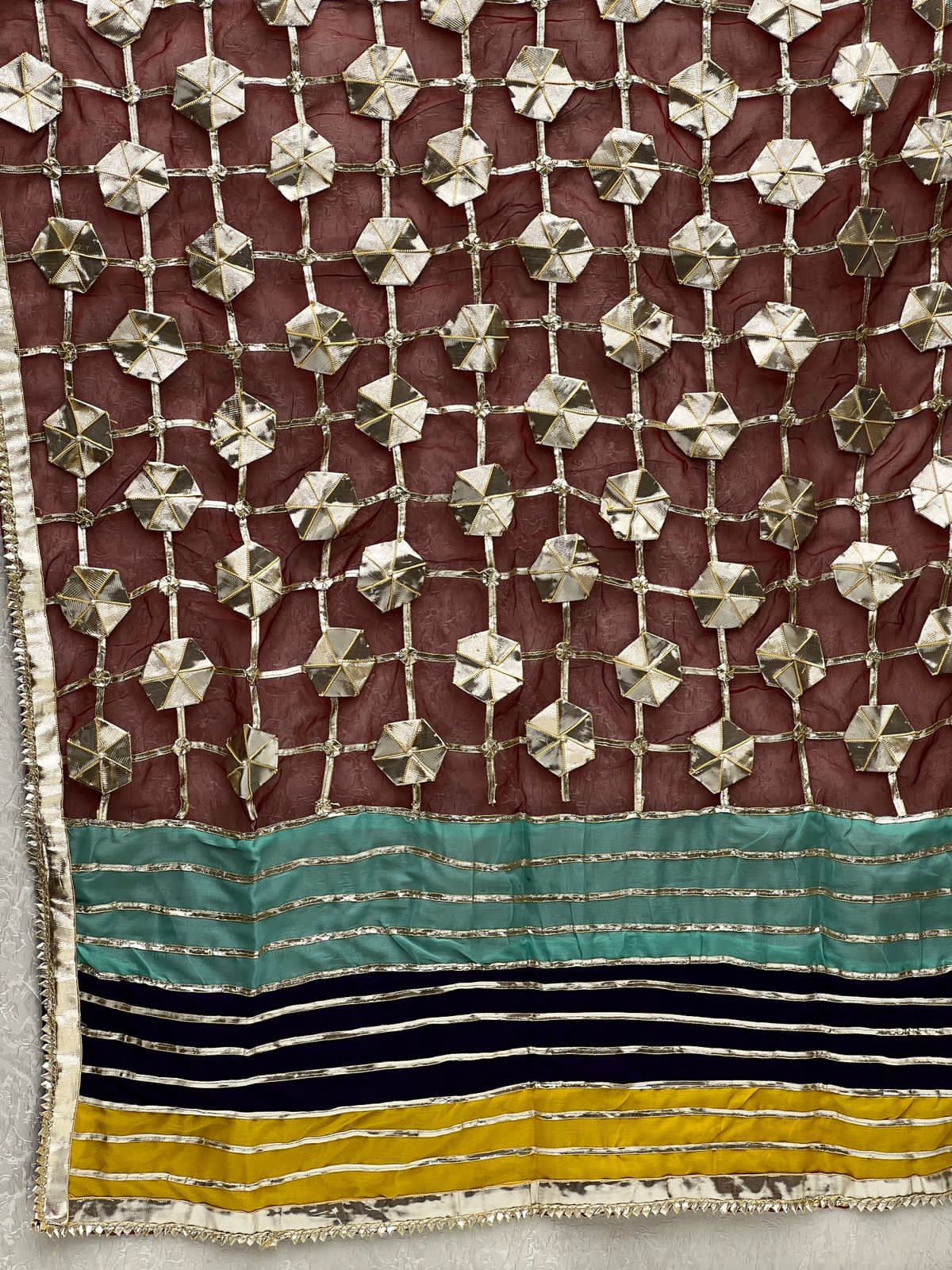 Handmade Gotta Dupatta On Organza Fabric With Silk Border