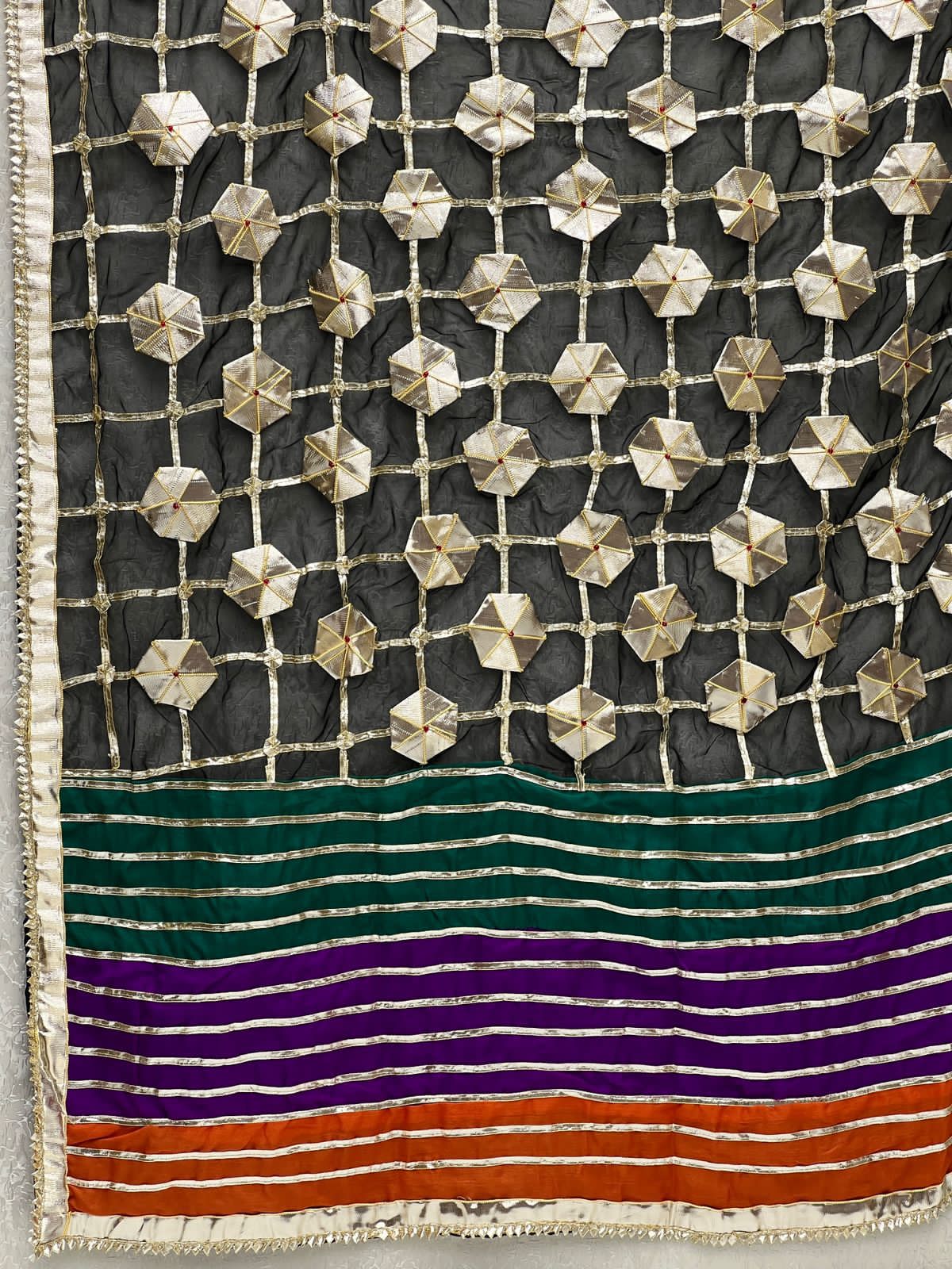 Handmade Gotta Dupatta On Organza Fabric With Silk Border